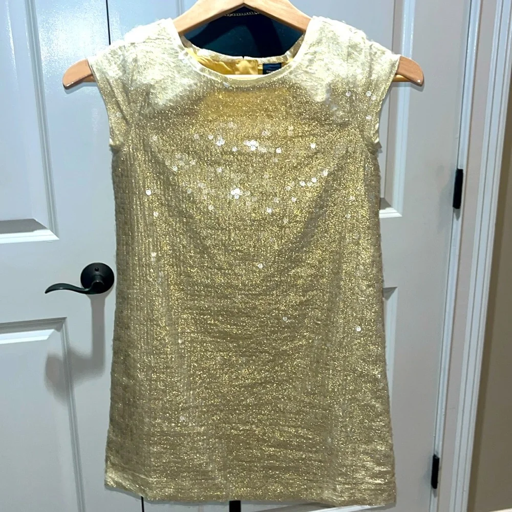 Little Girls Gap Dress, shimmering with gold! Size 8, gently worn- good con - Picture 1 of 11